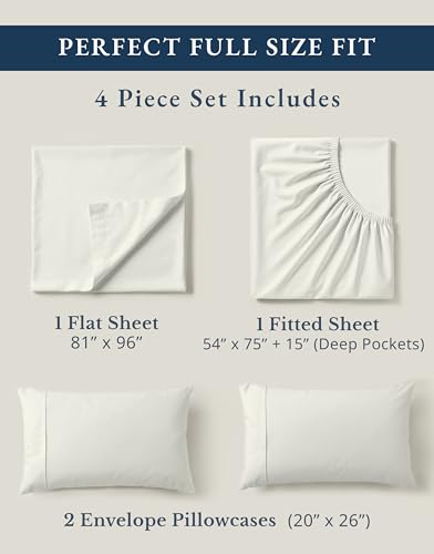 Image of LANE LINEN 100% Organic Cotton Full Sheets Set 4-Piece Pure Percale Long Staple Soft Bedding Breathable Fits Mattress Upto 15 inch Deep - Glacier Grey