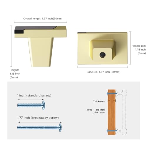 Haliwu 20 Pack Black and Gold Cabinet Knobs, 2 Tone Square Drawer Knobs, Zinc Alloy Cabinet Hardware for Kitchen Cupboard Bathroom Dresser by Haliwu - Image 3