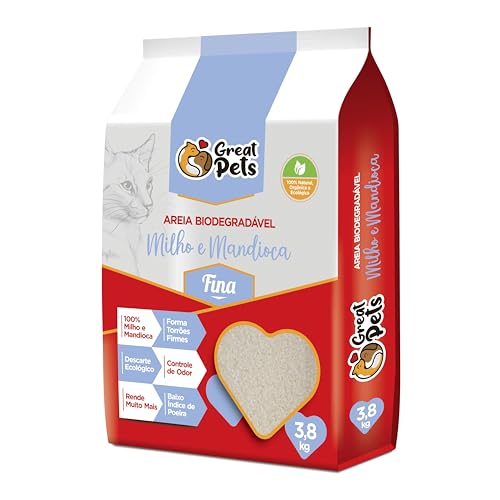 Areia Biodegradável Milho E Mandioca Grossa Great Pets 3,8kg