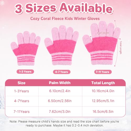 Clothclose 4 Pairs Kids Gloves, Warm Stretchy Winter Gloves for Boys Girls - image 3