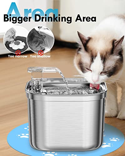 Rantizon Cat Water Fountain, 74Oz/2.2L Stainless Steel Cat Fountain Water Bowl, Quiet Electric Automatic Pet Water Fountain With Silicone Mat, Water Fountain For Cats Inside For Cats Dogs Pets #TOP6