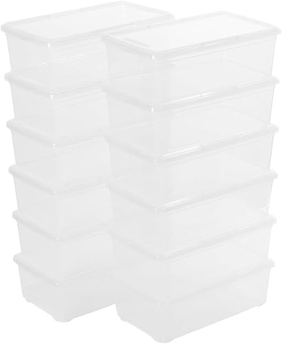 novelinks Caja de almacenamiento transparente de 6 cuartos de galón, apilable, de plástico, con tapas, caja de plástico para clasificar, paquete de