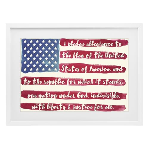 Stupell Industries 'Pledge Of Allegiance Flag Stripes', Framed Print Under Glass, White, 23 x 17 Inches, Easy to Hang and Sturdy, Made in USA, by Sophie 6