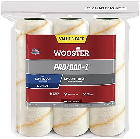 Wooster RR724-9 Pro/Doo-Z Roller Cover, 1/2" Nap 9" 3-Pack White image 5