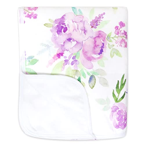 Image of Baby Plush Flannel Blankets Super Soft Toddler Blanket with Flower Printed Infant Blanket for Baby Crib and Toddler Bed 50 x 60 Inch White