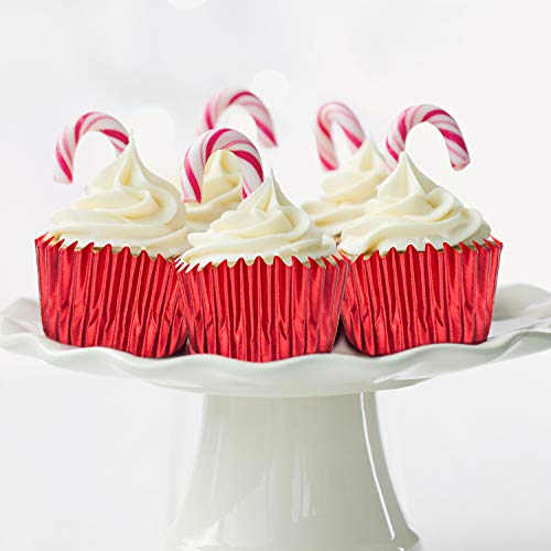 Image of Sumind 400 Pcs Mini Foil Cupcake Liners Holiday Baking Cups,Red