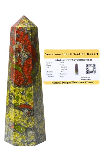 Image of Crystal Heaven Certified Dragon Bloodstone Crystal Tower Obelisk Point For Chakra, Healing And Balancing - Aaa Grade Original Certified Gemstone Agate For Reiki Meditation Yoga Spiritual (3-4 Inches)
