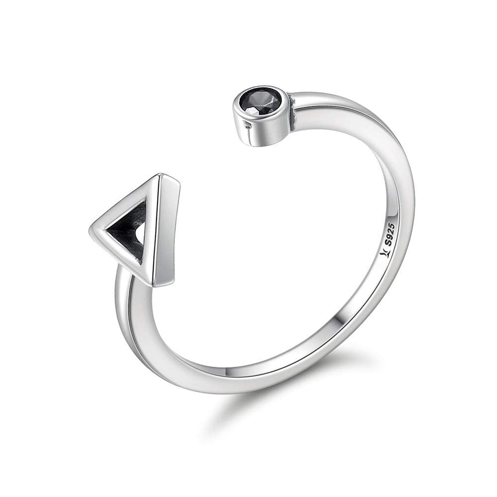Anneaux de doigt ouverts géométriques en argent S925 bague ajustable triangle - 6