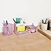 YOBRO Mesh Pen Holder Desk Organizer with a Pencil Cup, 3 Compartment Desk Caddy, Helpful Sticky Note Holder and Paper Clips Holder, Office Supply Organizer for Home, School & Office, Pink