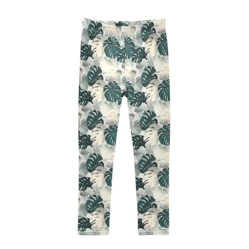Monstera Deliciosa Tropical Girls Leggings Athletic Pants Tights Stretch Bottom