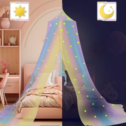 SESAMIS Kinderzimmer Baldachin für Mädchen - Katzenmuster Kinderbett...