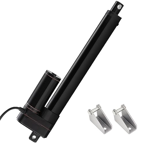 JQDML 250mm 10 Inch Stroke Linear Actuator 12V Heavy Duty 3000N/660lbs IP65 Waterproof Electric Actuator 5mm/s with Mounting Brackets