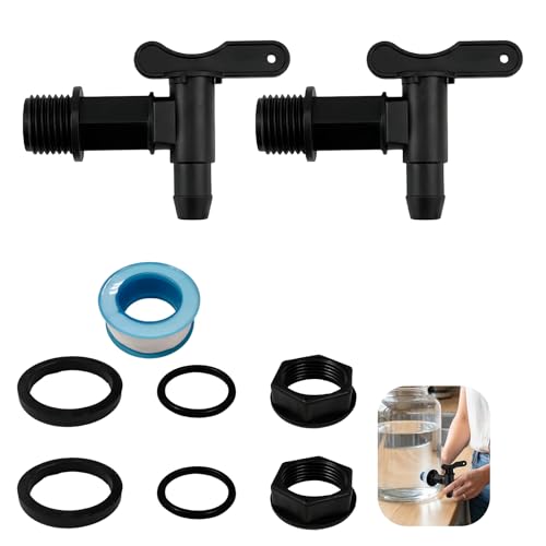 2PCS Robinet Cuve Plastique, Robinets pour Citerne De Pluie avec étanche Ruban PTFE - 3/4" - Pour Jardin et Usage Domestique
