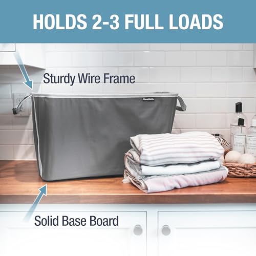 Image of CleverMade Collapsible Laundry Basket 2 Pack - 60L (16 Gal) Foldable Clothes Hamper with Reinforced Handles, Space Saving Fabric Laundry Bin, Holds 55 lbs, Flat Folding for Dorm, Apartment & RV - Charcoal