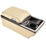 Coverado Center Console, Universal Bench Seat Center Console, Truck Back Seat Car Organizer with Cup Holder, Rear Central Car Armrest Box with Storage, Beige