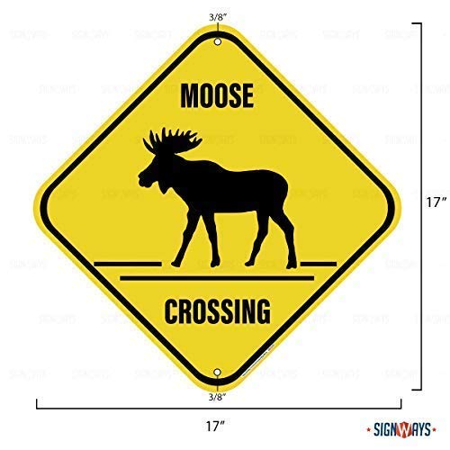 Moose Crossing Sign, Includes Holes, 3M Quality Reflective, Aluminum, 12" X 12", Made In Usa #TOP1