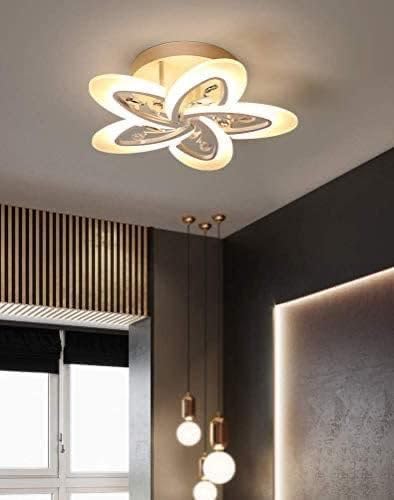 Image of White Crystal LED Chandelier (5 Petal Tricolor) with Remote Control