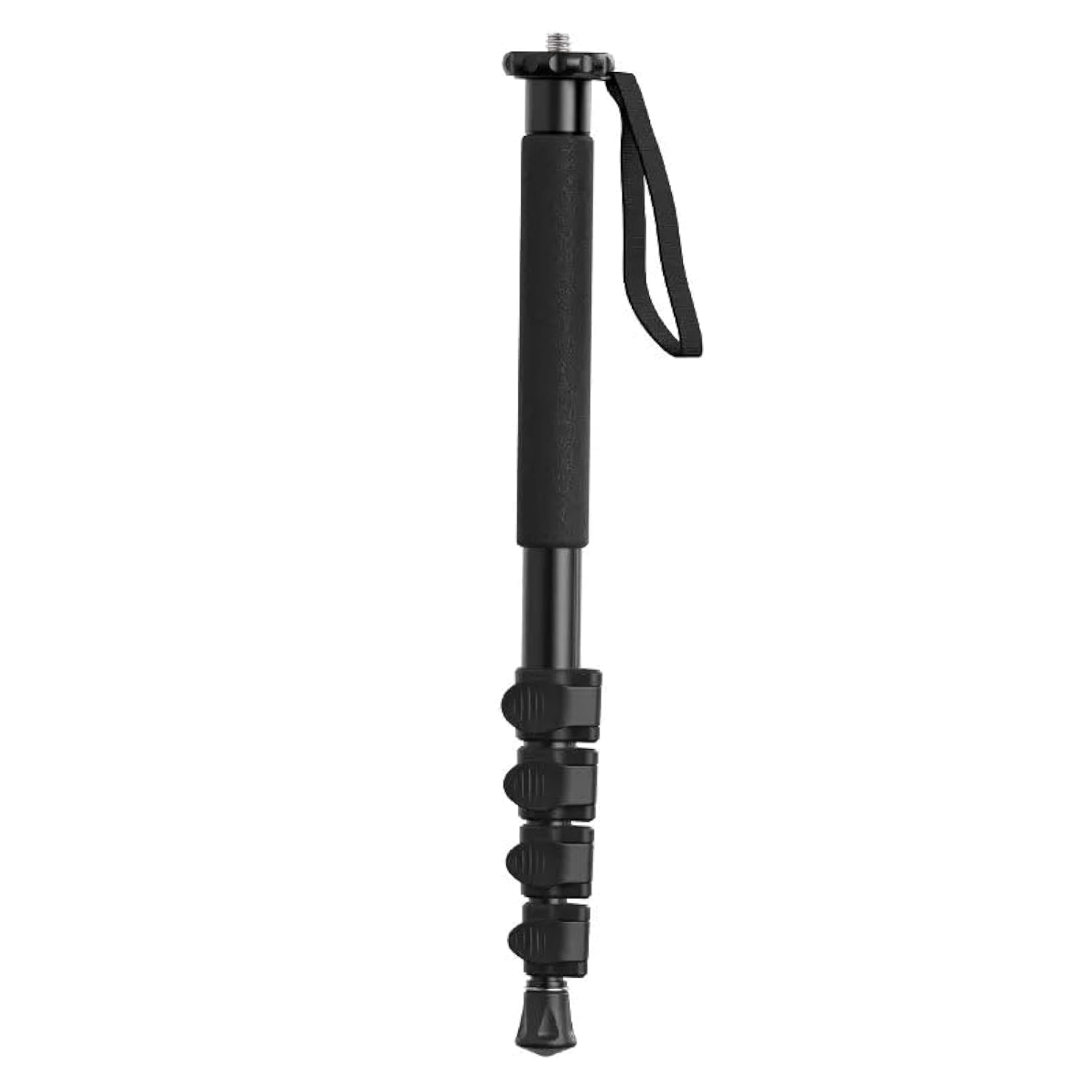 155cm Camera Monopod Hiking Stick | 5 Sections, 1/4'' Hole | Reversible 1/4"-20 & 3/8"-16 Mounting Plate | Foam Hand Grip, Aluminium & ABS | 43cm Folded, Weight 375g, 5Kg Payload - T049GBB1