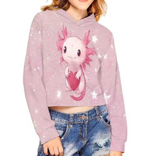 Girls Crop Tops Size 5-14 Lightweight Hooded Sweatshirt Long Sleeve Cropped Hoodie for Casual Fall CLothing3