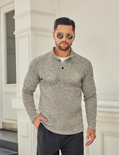 COOFANDY Men's Casual Henley Pullover Sweatshirt Thermal Fleece Slim Fit Sweater2