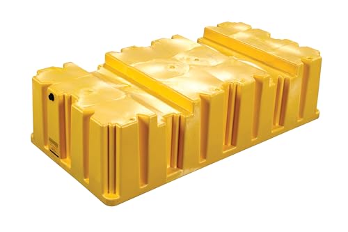 Image of Eagle 2 Drum Spill Containment Pallet with Drain and Forklift Pockets, 51.5 inchx26.25 inchx13.75 inch, 66 Gallon Sump, 4,000 lbs. Load Capacity Secondary Containment Pallet, Made in USA, Yellow, 1620
