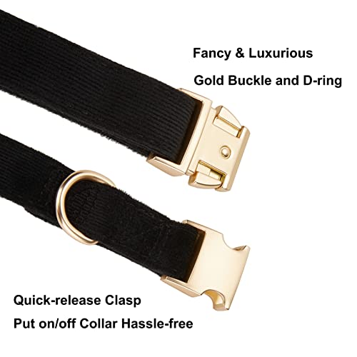 YUDOTE Ultraweiches Hundehalsband natürliche Baumwolle Cord für Mittel Hunde mit empfindlicher Haut,Schwarz