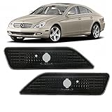USR DEPO 06-11 W219 CLS-Class Smoke Lens Front Bumper Side Marker Lights Assembly Set (Left + Right) Compatible with 2006-2011 Mercedes Benz W219 CLS Class
