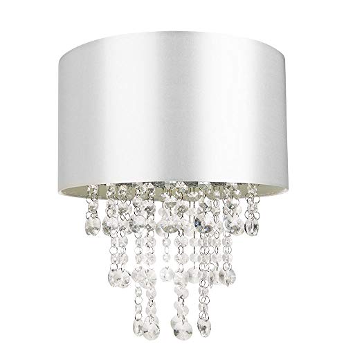 Preisvergleich Produktbild Moderner grauer Satinstoff-Pendelleuchtenschirm mit transparenten Acryltröpfchen von Happy Homewares