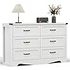 Dresser for Bedroom with 6 Drawers Modern Wide Wooden Closet Dresser Chest Storage Organizer for Living Room Entryway Home Office