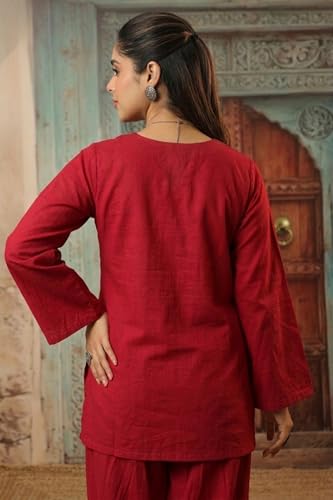 Image of REAM Women's Cotton Sleeveless Kurti and Farshi Salwar Set, Black, Ethnic Wear, Casual and Festive