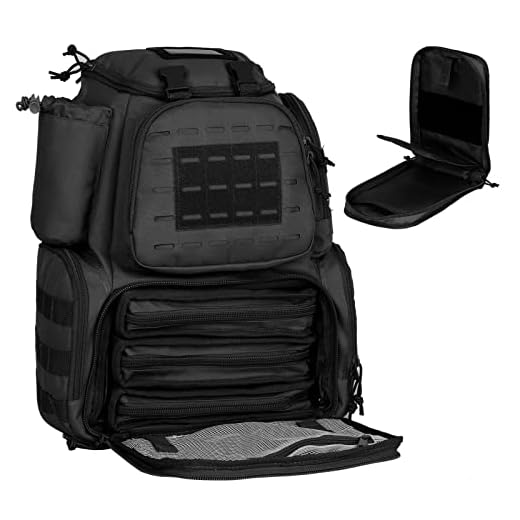 Gun Range Bag Tactical-Backpack for Handguns with 3-Pistol Case Black