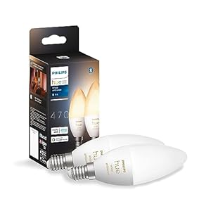 Philips Hue NEW White Ambiance Smart Light Bulb 2 Pack [E14 Small Edison Screw] Works with Alexa, Google Assistant and Apple Homekit. For Indoor Home Lighting, Livingroom and Bedroom.