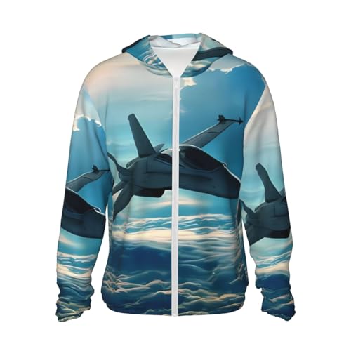 Veste à capuche fermeture éclair intégrale motifs avions