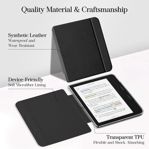 Vane Oak Magnetic Detachable Case for Kobo Libra 2 (2021), Slim PU Leather Case and Ultra Clear TPU Back Cover with Auto Wake/Sleep, Black by Vane Oak - Used condition - Image 4