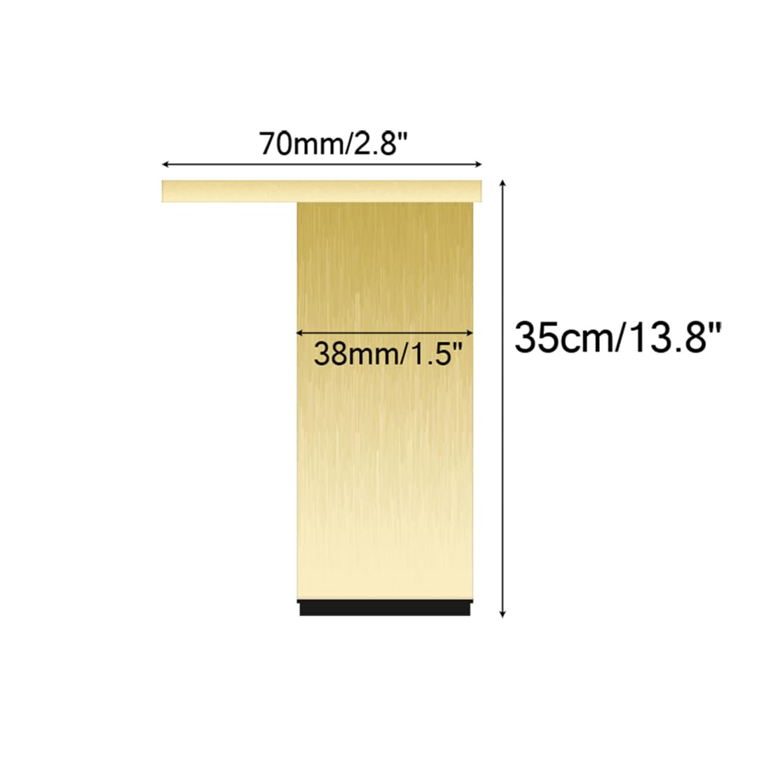 Generico Gambe per Mobili in Oro Set di 4 Piedini da Cucina Quadrati Regolabili in Altezza: 6-40 cm Gambe per Divani in Lega di Alluminio Gambe per Tavoli - 35 cm/13,8 Pollici