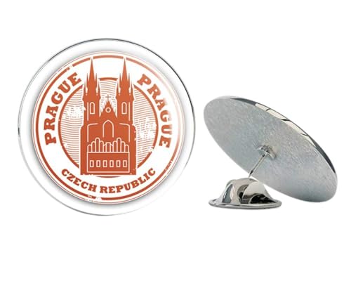 Prague Czech Republic Grunge Travel Stamp Round Metal 0.75