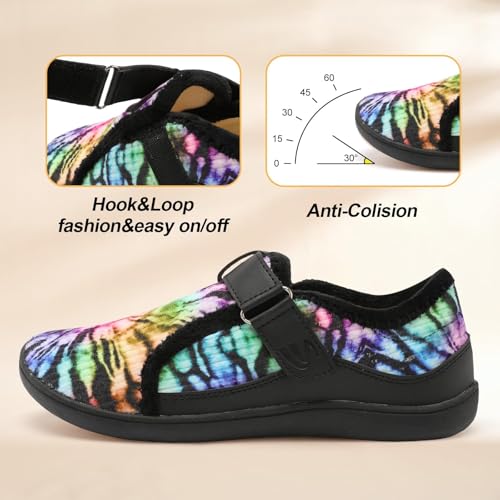 Image of Spesoul Wide Womens Slippers Adjustable House Shoes Indoor Outdoor Barefoot Slippers Cozy Walking Shoe Swollen Edema Diabetic Shoes