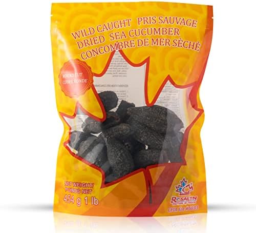 ROSALYN Premium Deep Sea Atlantic Canada Wild Caught Sea Cucumber Dried (大西洋野生捕捞海参干) - Canadian Food Inspection Agency Certified | Whole Cut-454 grams (Pack of 1)