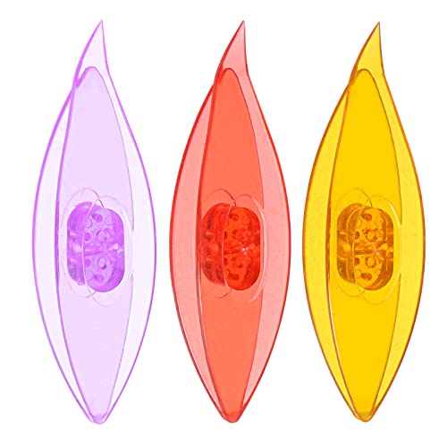 Image of HARFINGTON 3pcs Tatting Shuttles 77x21x11mm Colorful Plastic Shuttles for Lace-Making DIY Hand Craft Tool Knitting Arts Supplies Amber Red Purple