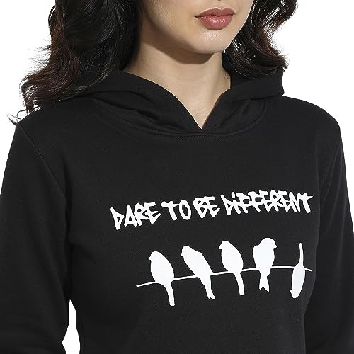 Image of PINACOLADA Women's Typographic Print Hoodie with Ribbed Hem for Casual Wear | Pull On Closure | Hooded Neck | Long Sleeve | Cotton Sweatshirt Crafted with Comfort Fit for Everyday Wear