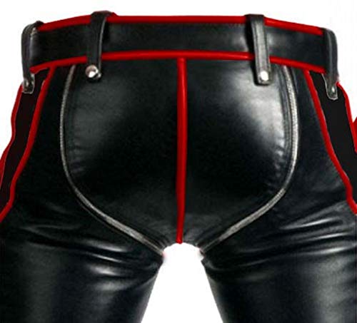 Mens Real Black Cow Leather Heavy Duty Bondage Pants Jeans BLUF Gay Pant Trouser4
