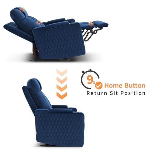Image of MCombo Zero Gravity Oversized Power Recliner Chair for Adults with Power Headrest & LED Light, Fabric Recliner Chair for Living Room & Home Theater, USB & Type C Port, Armrest Storage HTS401