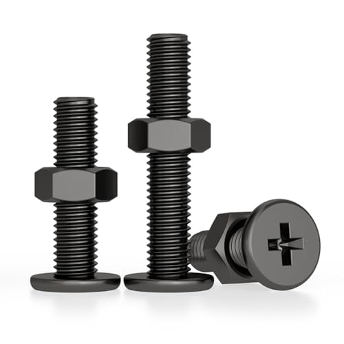 Horea 50セット CM超薄頭 十字穴 小ねじ + 六角ナット セット ブラック 304ステンレス 黒 M2.5 DIY/電子機器用 (M2.5*4)