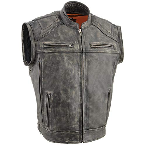 Image of Milwaukee Leather Men's Black Cowhide Quilted Pattern Scooter Style Racing Jacket MLM1545