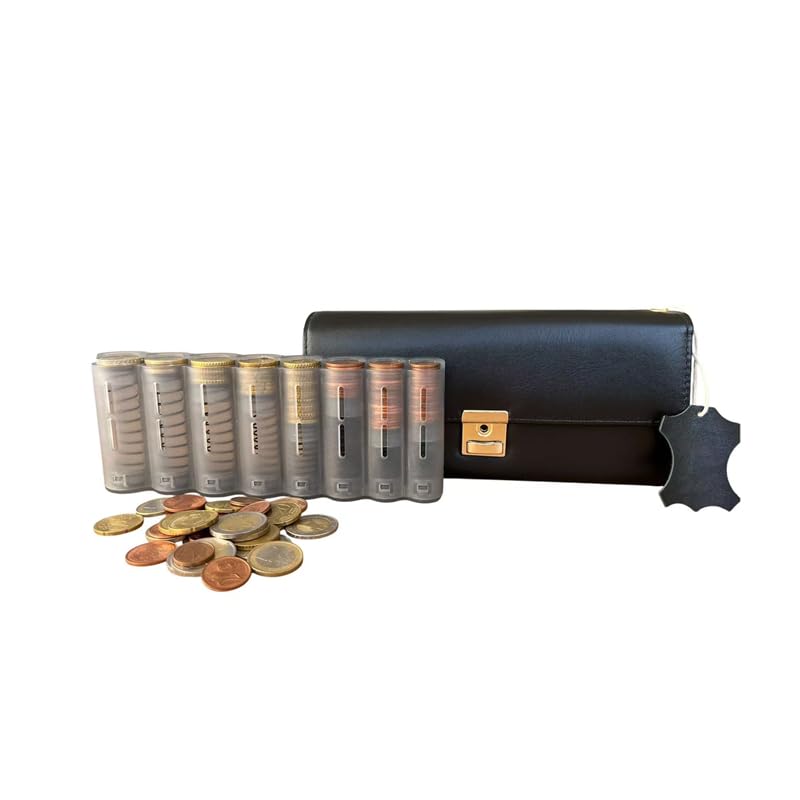 Fixgut Set de serveur professionnel avec poche holster, portefeuille de serveur et porte-monnaie euro inclus, Noir , Leder, Classique