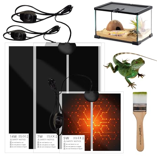 SMD35 heizmatte Terrarium heizmatte mit Thermostat, Terrarium Heat Mat für Pflanzen/amphibischer/Terrarium/Reptilien heizmatte wasserdicht, Sicher und langlebig mit zum Schutz von Haustieren (5W)