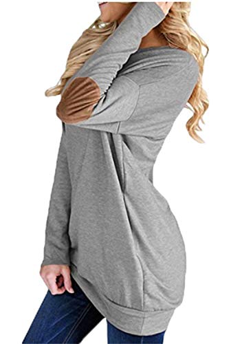 onlypuff Women Tunic Tops Loose Fitting Mama Bear Shirts with Pockets Long Sleeve Gray XL