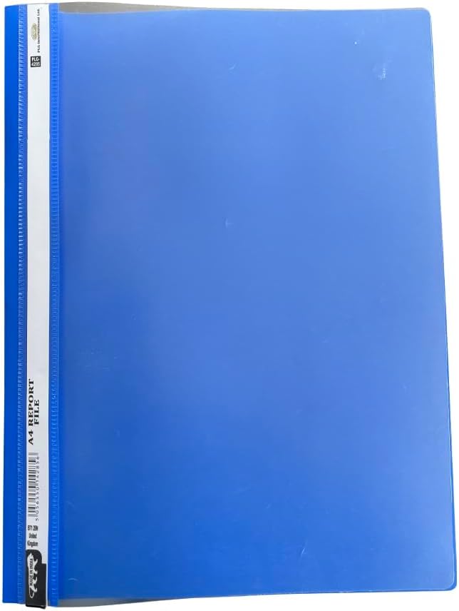 A4 Report File Folder – Blue Plastic Project Display File with Transparent Front Cover | FS Size Premium Document Organizer & Presentation Folder Certificates, School & Office Reports