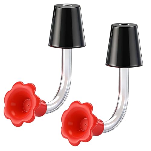 Baderke 2 Pcs Hummingbird Feeder Tube with Stopper Handheld Bird Feeder Replacement Parts Drip Resistant Tip Silicone Flowers for Wine Bottle Outdoor Bird Feeders, Black
