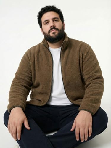 Image of UNSTD Men Plus Size Fleece Jacket for Men Standard Length | Winter Wear Full Sleeves Zipper Jacket | Warm & Comfortable Big and Tall Jacket